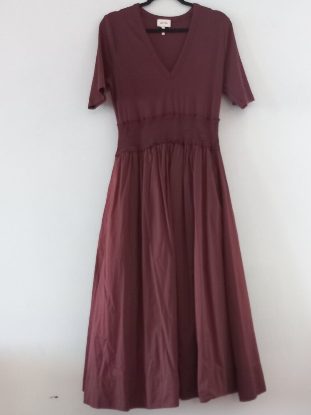 ME+EM burgundy brown long dress with full skirt